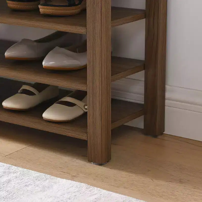 Banc à chaussures Homy Casa avec plateau relevable, étagères inférieures réglables et rangement dissimulé, marron