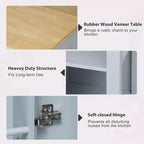 PexFix 47 Îlot de cuisine avec table à manger extensible en placage de bois d'hévéa, avec étagère de rangement, prise de courant et 2 tiroirs, 2 placards, Bleu
