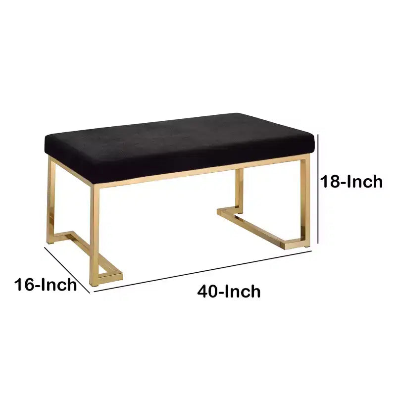 Banc Royal Hampton, Tissu Noir et Or