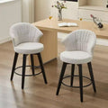 MAYEERTY White 360 Swivel Bar Stools (Set of 2) - Chenille Wingback & Solid Wood for Kitchen Island