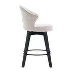 MAYEERTY White 360 Swivel Bar Stools (Set of 2) - Chenille Wingback & Solid Wood for Kitchen Island