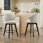 MAYEERTY White 360 Swivel Bar Stools (Set of 2) - Chenille Wingback & Solid Wood for Kitchen Island