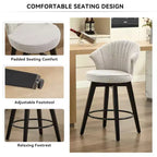MAYEERTY White 360 Swivel Bar Stools (Set of 2) - Chenille Wingback & Solid Wood for Kitchen Island