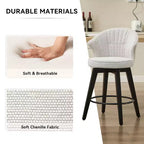 MAYEERTY White 360 Swivel Bar Stools (Set of 2) - Chenille Wingback & Solid Wood for Kitchen Island