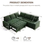 Canapé modulable en forme de L à 5 places Dyonery avec lit gigogne, ports USB, dossier réglable et rangement, assemblage sans outils