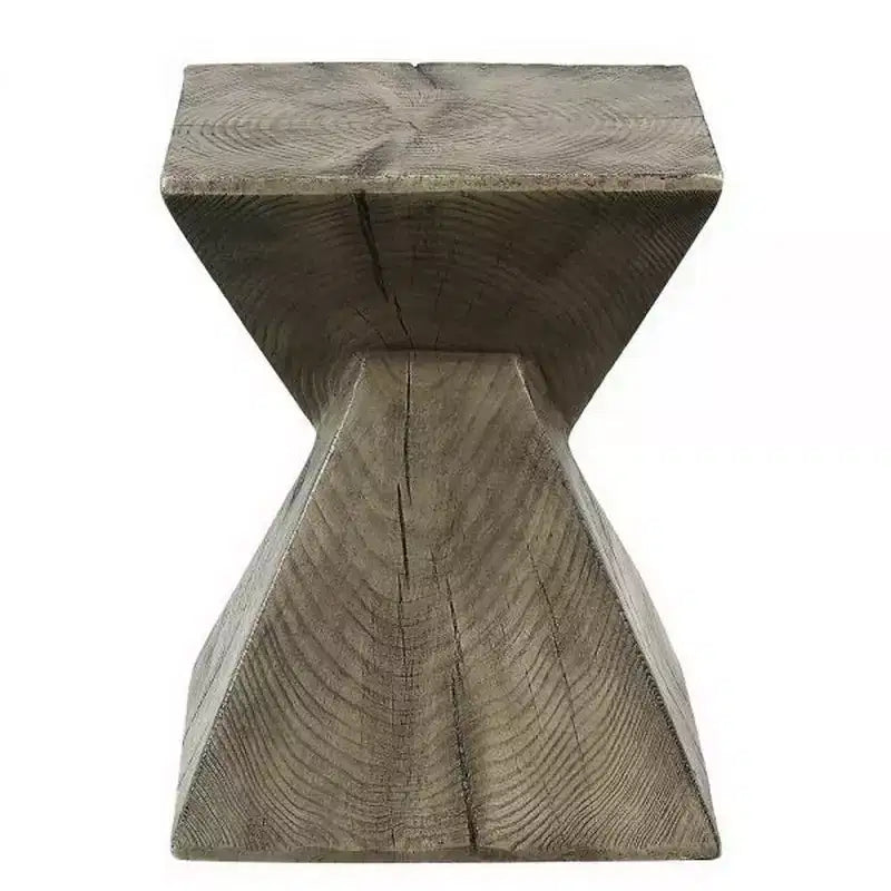 Royal Hampton 17 Inch Accent Table, Heavy-Duty Durability Cement, Weathered Oak Brown