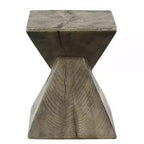 Royal Hampton 17 Inch Accent Table, Heavy-Duty Durability Cement, Weathered Oak Brown