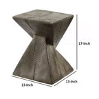 Royal Hampton 17 Inch Accent Table, Heavy-Duty Durability Cement, Weathered Oak Brown