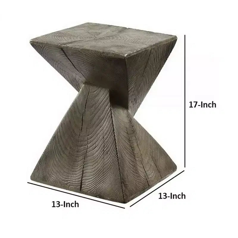 Royal Hampton 17 Inch Accent Table, Heavy-Duty Durability Cement, Weathered Oak Brown