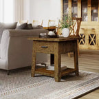 Jofran, Table d'appoint en bois massif de style rustique Telluride avec rangement
