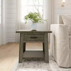 Jofran, Table d'appoint en bois massif de style rustique Telluride avec rangement