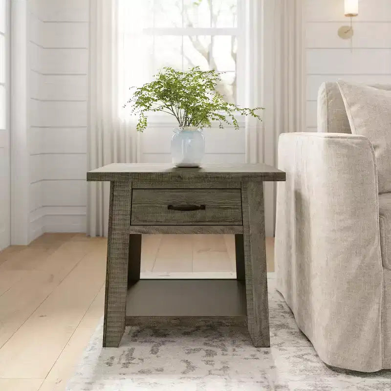 Jofran, Table d'appoint en bois massif de style rustique Telluride avec rangement