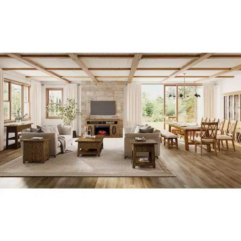 Jofran, Table d'appoint en bois massif de style rustique Telluride avec rangement