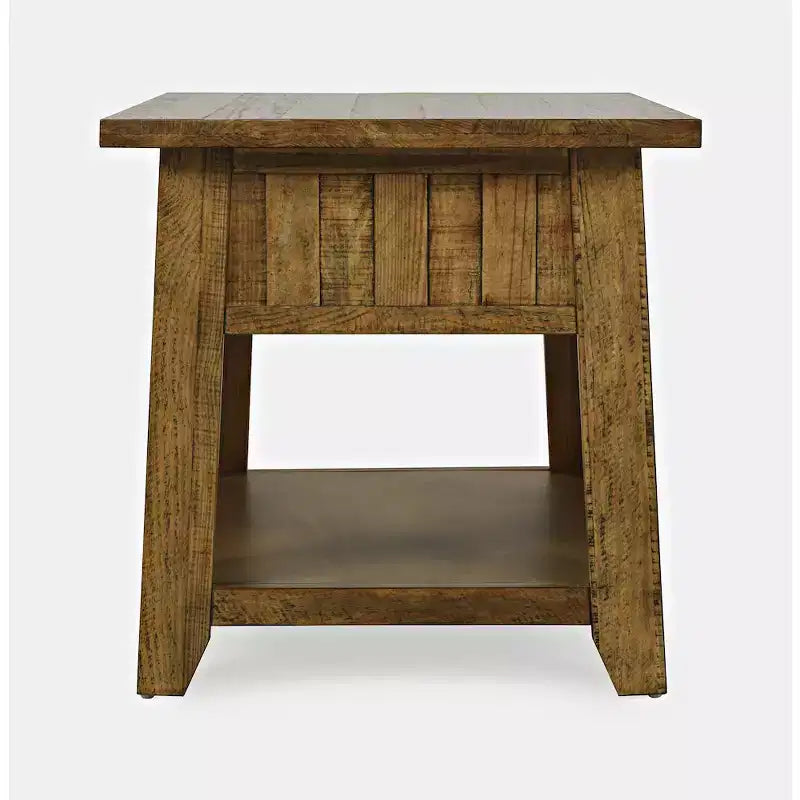 Jofran, Table d'appoint en bois massif de style rustique Telluride avec rangement