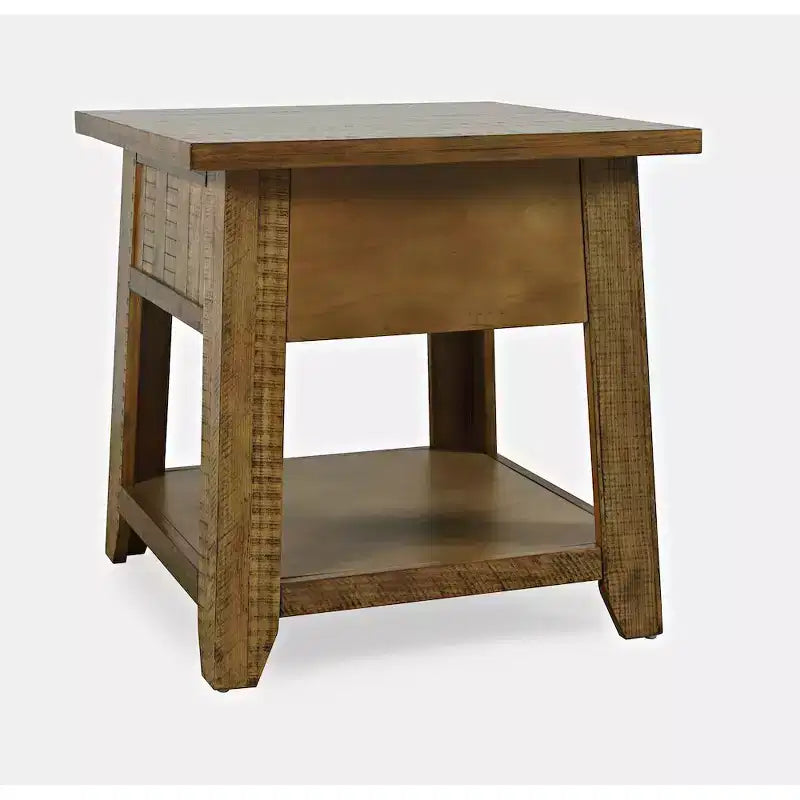 Jofran, Table d'appoint en bois massif de style rustique Telluride avec rangement