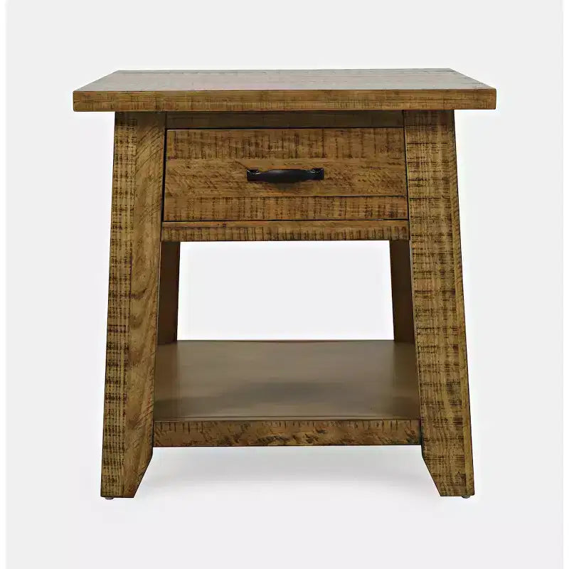 Jofran, Table d'appoint en bois massif de style rustique Telluride avec rangement