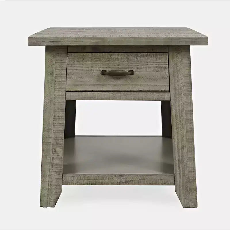 Jofran,Telluride Rustic Farmhouse Solid Wood End Table with Storage