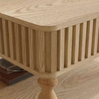 Okak Vintage Square 2-Tier Solid Wood Coffee Table with Dual Storage,Fluted Lift-Top Center Table for Living Room,Bedroom