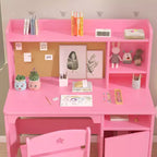 Kids Study Desk and Chair Set with Bookshelf & Storage Organizer