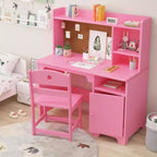 Kids Study Desk and Chair Set with Bookshelf & Storage Organizer