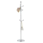 Portemanteau moderne en acier inoxydable Okak, portemanteau sur pied avec support amovible, pour salon, entrée, chambre, argent