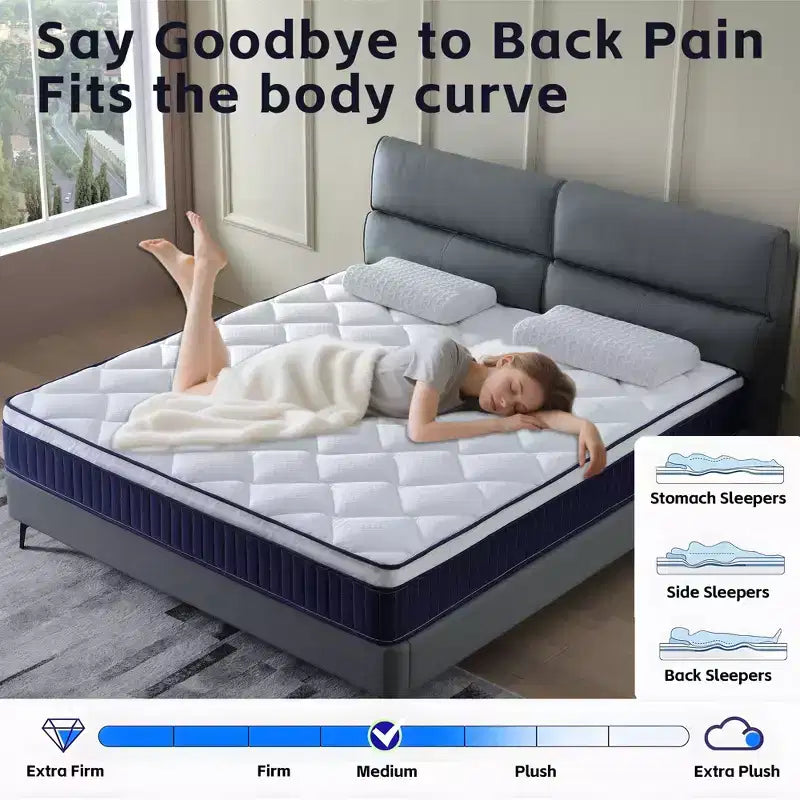 Matelas hybride Whisen 10 Twin, Matelas à mémoire de forme avec ressorts ensachés à fermeté moyenne