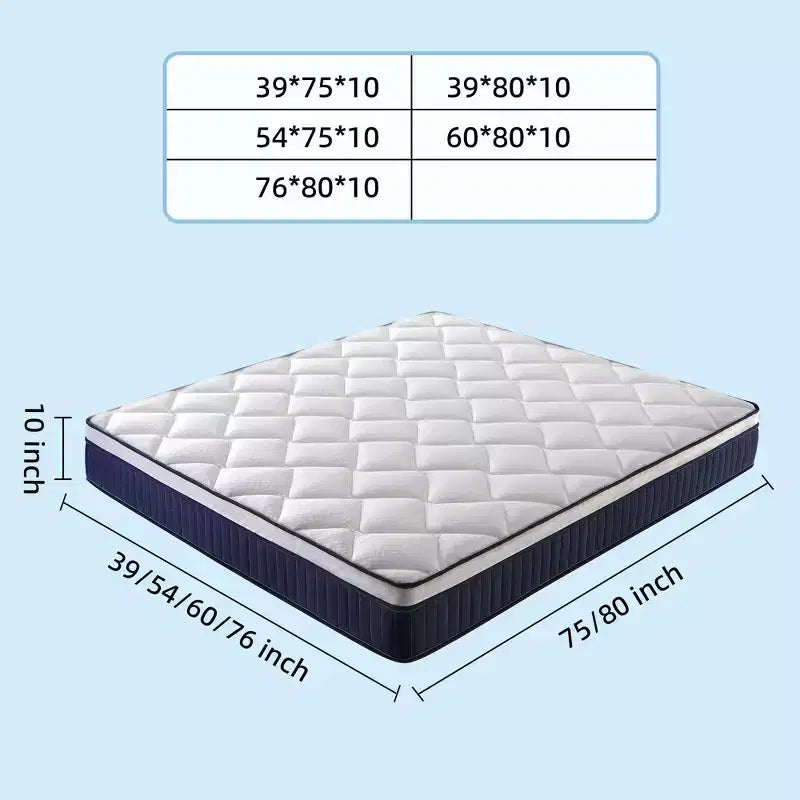 Matelas hybride Whisen 10 Twin, Matelas à mémoire de forme avec ressorts ensachés à fermeté moyenne