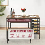 4-Person Dining Table Set with 2 Benches - 3-Piece Kitchen Table with Built-in Wine Rack & Storage for Small Spaces Apartment