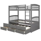 Lit superposé double Whisen avec lit gigogne, 3 tiroirs, échelle, rail de sécurité, utilisation pratique