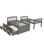Lit superposé double Whisen avec lit gigogne, 3 tiroirs, échelle, rail de sécurité, utilisation pratique