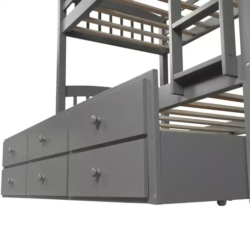 Lit superposé double Whisen avec lit gigogne, 3 tiroirs, échelle, rail de sécurité, utilisation pratique