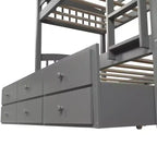 Lit superposé double Whisen avec lit gigogne, 3 tiroirs, échelle, rail de sécurité, utilisation pratique