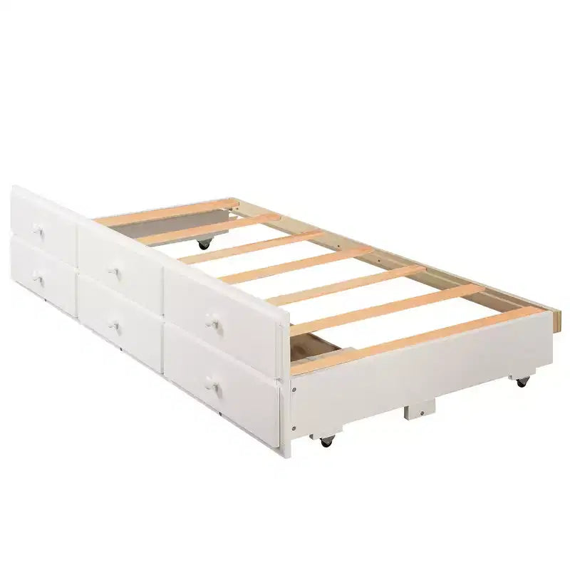 Lit superposé double Whisen avec lit gigogne, 3 tiroirs, échelle, rail de sécurité, utilisation pratique