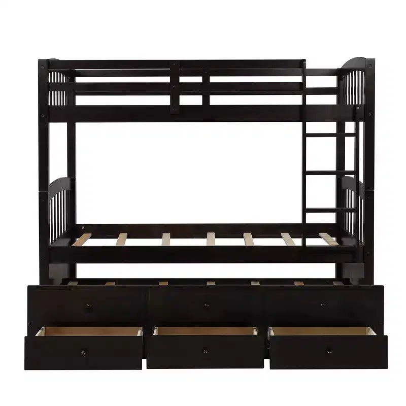 Lit superposé double Whisen avec lit gigogne, 3 tiroirs, échelle, rail de sécurité, utilisation pratique