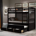 Whisen Twin Bunk Bed with Trundle Bed, 3 Drawers, Ladder, Safety Rail, Convenient Use