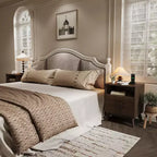 Table de Chevet Cannelée, Lot de 1, Table de Chevet en Bois avec 2 Tiroirs, Étagère Ouverte et Pieds, pour Chambre à Coucher, Salon, Gris