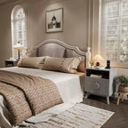 Table de Chevet Cannelée, Lot de 1, Table de Chevet en Bois avec 2 Tiroirs, Étagère Ouverte et Pieds, pour Chambre à Coucher, Salon, Gris