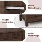 Commode 7 tiroirs pour chambre, commode en bois, meuble TV cannelé, organisateur de rangement pour salon, couloir et entrée, Noyer