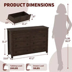 Commode 7 tiroirs pour chambre, commode en bois, meuble TV cannelé, organisateur de rangement pour salon, couloir et entrée, Noyer