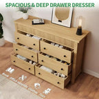 Commode 7 tiroirs pour chambre, commode en bois, meuble TV cannelé, organisateur de rangement pour salon, couloir et entrée, Noyer