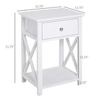 Side Table, Farmhouse End Table with Storage Drawer, Open Shelf and X-Frame, Bedside Table for Living Room