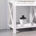 Side Table, Farmhouse End Table with Storage Drawer, Open Shelf and X-Frame, Bedside Table for Living Room