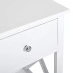 Side Table, Farmhouse End Table with Storage Drawer, Open Shelf and X-Frame, Bedside Table for Living Room