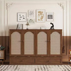 Lit escamotable grand lit Luxystar avec grand tiroir, station d'alimentation et panneau en rotin pour salon et petits appartements