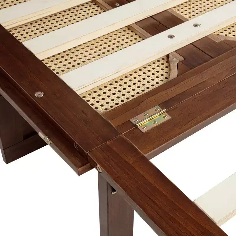 Lit escamotable grand lit Luxystar avec grand tiroir, station d'alimentation et panneau en rotin pour salon et petits appartements