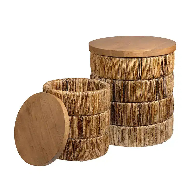 Crestview Collection 2 Piece Round Brown Solid Wood Accent_Nesting Tables Set