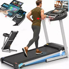 KRISRATE Treadmills with 12% Incline & 10 3D TV Screen & WiFi & APP & Heart Rate for Home, 3.25HP 9MPH Smart Treadmill, Foldable Running Machine