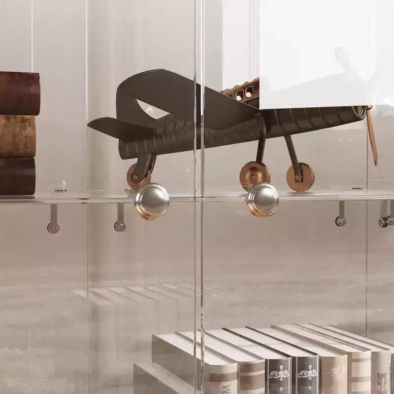 Vitrine en verre Famapy avec lumières LED et portes verrouillables - Bibliothèque vitrine avec lumière