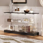 Vitrine en verre Famapy avec lumières LED et portes verrouillables - Bibliothèque vitrine avec lumière