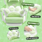 Chaise de jeu pivotante Okak Modern Cute Cat avec coussin lombaire patte, chaise d'ordinateur ergonomique haute pour adultes